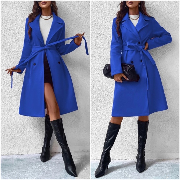 Classic Off White Double Breasted Jacket Coat - Picture 6 of 8